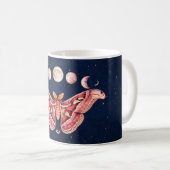 Atlas Moth Night Sky Cosmos Moon Phase | Boho Art コーヒーマグカップ (正面右)