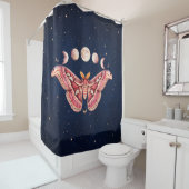 Atlas Moth Night Sky Cosmos Moon Phase | Boho Art シャワーカーテン (インサイチュ)