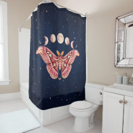 Atlas Moth Night Sky Cosmos Moon Phase | Boho Art シャワーカーテン