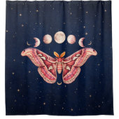 Atlas Moth Night Sky Cosmos Moon Phase | Boho Art シャワーカーテン (正面)