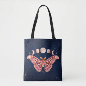 Atlas Moth Night Sky Cosmos Moon Phase | Boho Art トートバッグ (正面)