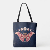 Atlas Moth Night Sky Cosmos Moon Phase | Boho Art トートバッグ (裏面)