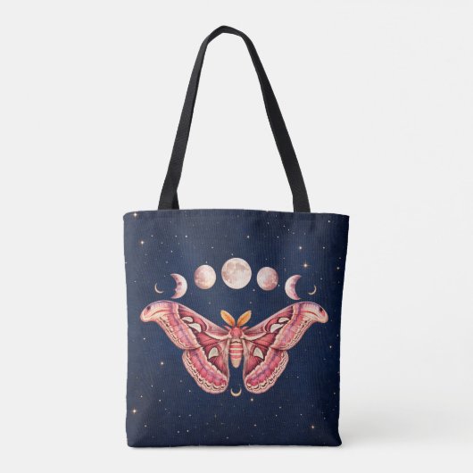 Atlas Moth Night Sky Cosmos Moon Phase | Boho Art トートバッグ (裏面)