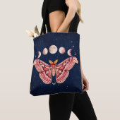 Atlas Moth Night Sky Cosmos Moon Phase | Boho Art トートバッグ (クローズアップ)