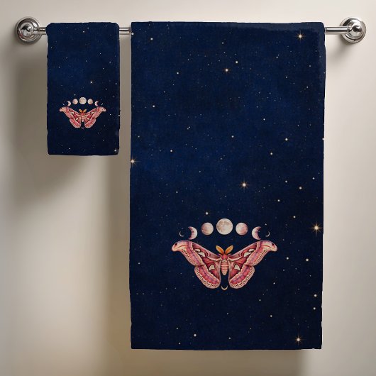 Atlas Moth Night Sky Cosmos Moon Phase | Boho Art バスタオルセット
