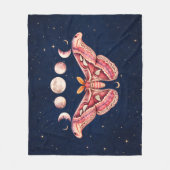 Atlas Moth Night Sky Cosmos Moon Phase | Boho Art フリースブランケット (正面)
