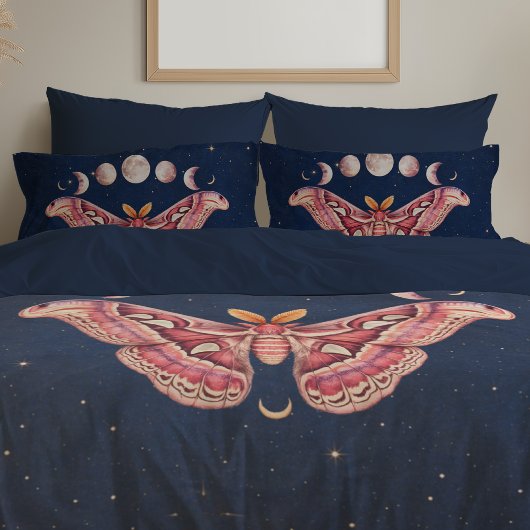 Atlas Moth Night Sky Cosmos Moon Phase | Boho Art 枕カバー
