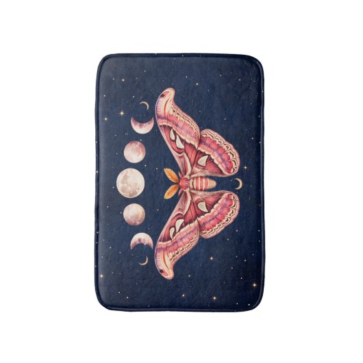 Atlas Moth Night Sky Cosmos Moon Phases | Boho バスマット (正面縦)