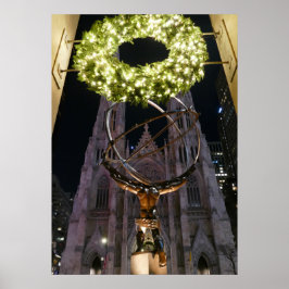 Atlas & St. Patrick's Cathedral – クリスマスポスター ポスター