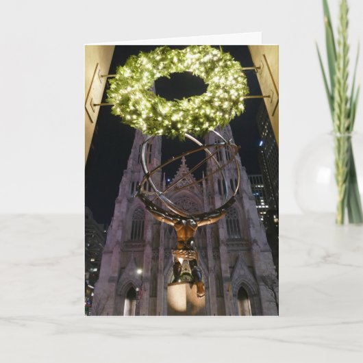 Atlas & St. Patrick's Cathedral, Christmas – カード (正面)