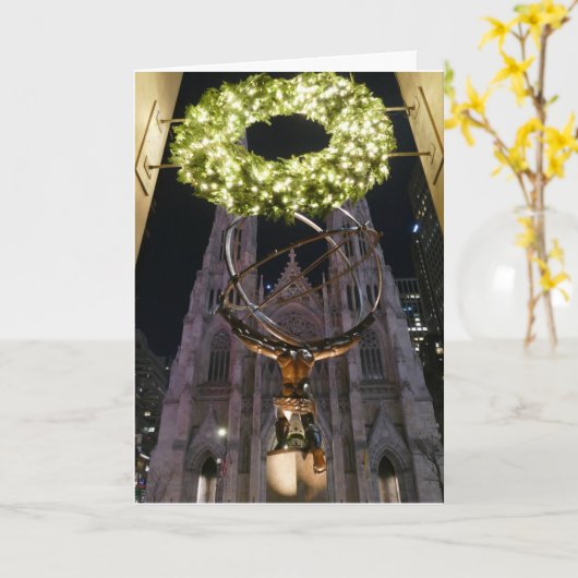 Atlas & St. Patrick's Cathedral, Christmas – カード (黄色い花)