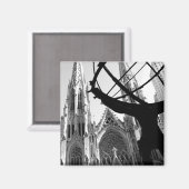 Atlas & St. Patrick's Cathedral: NYCマグネット マグネット (正面/裏面)