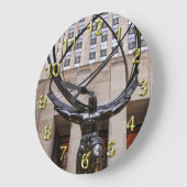 Atlas Statue, Rockefeller Center, NYC ラージ壁時計 (傾斜)