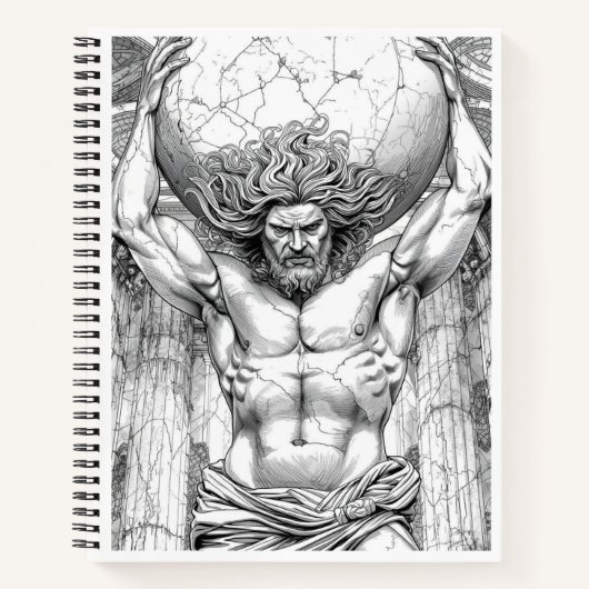 Atlas Titan Mythology Close-Up Sketch Art Notebook ノートブック (正面)