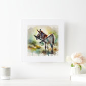 Atlas Wild Donkey 100924AREF121 - Watercolor スクエア壁時計 (ホーム)