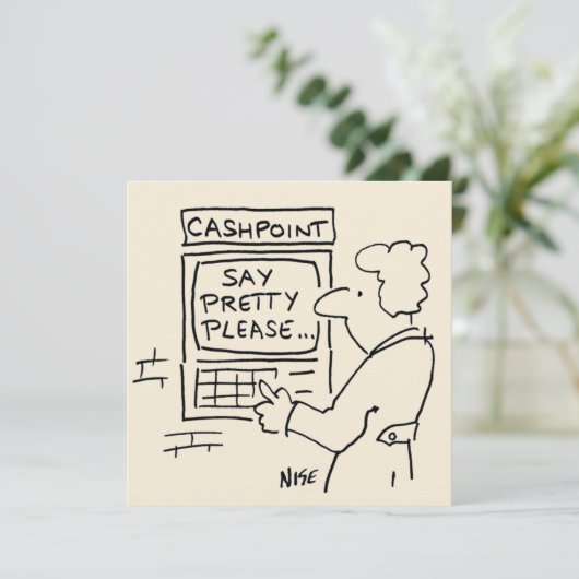 ATM現金自動預け払い機の女性 – 「お願かわいらしい」 カード (スタンド正面)