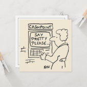 ATM現金自動預け払い機の女性 – 「お願かわいらしい」 カード (正面/裏面インサイチュ)
