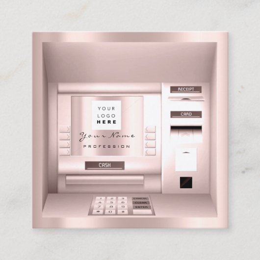 ATM銀行コンサルティングマネーバラロゴ会社名 スクエア名刺 (正面)