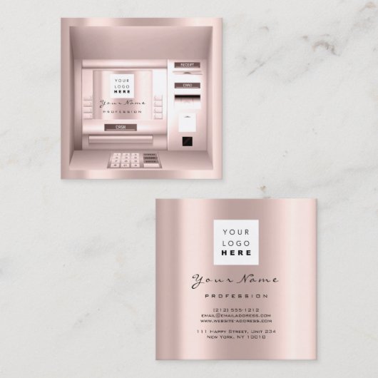 ATM銀行コンサルティングマネーバラロゴ会社名 スクエア名刺 (正面/裏面)