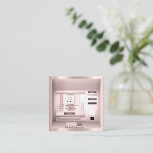 ATM銀行コンサルティングマネーバラロゴ会社名 スクエア名刺 (スタンド正面)