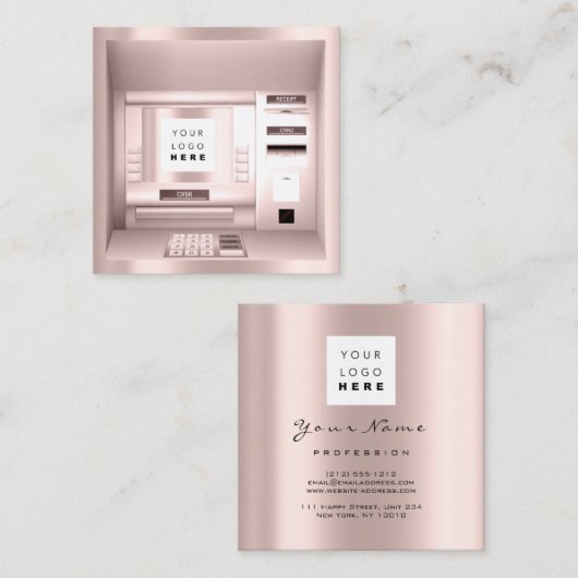 ATM銀行コンサルティングマネーバラロゴ投資 スクエア名刺 (正面/裏面)