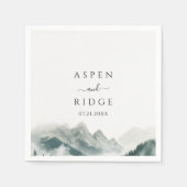Atmospheric Foggy Pine Woods Wedding Paper Napkins スタンダードカクテルナプキン (正面)