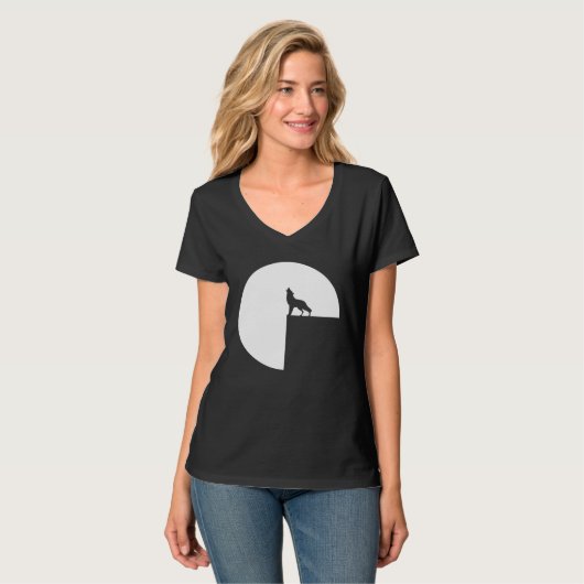 Atmospheric Wolf Howling at the Full Moon  1 Tシャツ (正面フル)