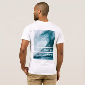 ATNの人のティーの青い波 Tシャツ (裏面フル)