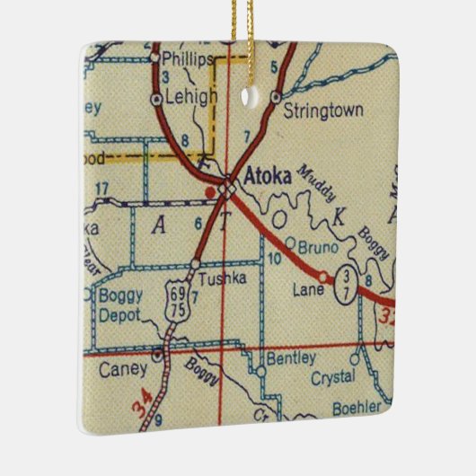 Atoka OKヴィンテージマップ セラミックオーナメント (右)