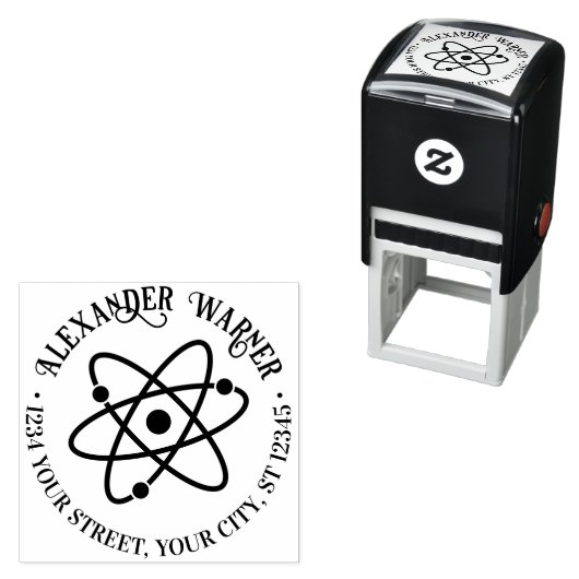 Atomシンボル#2名前差出人住所 セルフインキングスタンプ (インサイチュ)