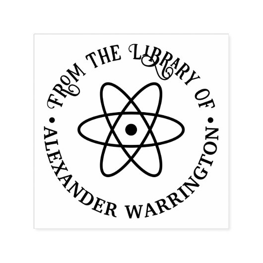Atom記号 #1「From the library of」本の名前 セルフインキングスタンプ (デザイン)