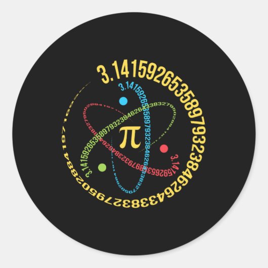 Atom Pi数学サイエンスステムギフト3.14 Pi日 ラウンドシール (正面)
