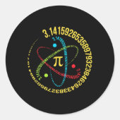Atom Pi Math Science 3.14 Spiral Pi Day Mathematic ラウンドシール (正面)