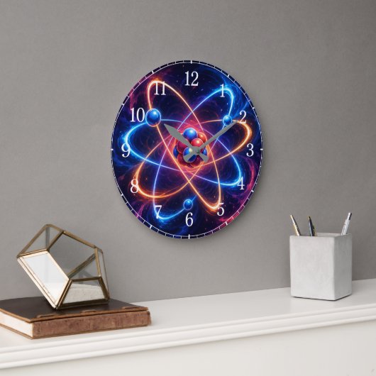 Atom Wall Clock — Science-Inspired Design ラージ壁時計 (オフィス)