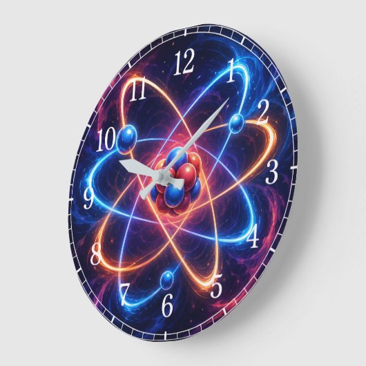 Atom Wall Clock — Science-Inspired Design ラージ壁時計 (傾斜)