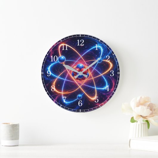 Atom Wall Clock — Science-Inspired Design ラージ壁時計 (ホーム)