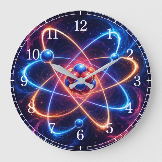 Atom Wall Clock — Science-Inspired Design ラージ壁時計 (正面)