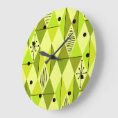 Atomic Age Art Diamonds Chartreuse ラージ壁時計 (傾斜)