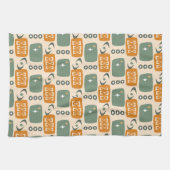 Atomic Age MCM Pattern in Green, Orange, Cream キッチンタオル (横)