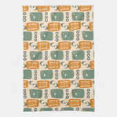 Atomic Age MCM Pattern in Green, Orange, Cream キッチンタオル (縦)