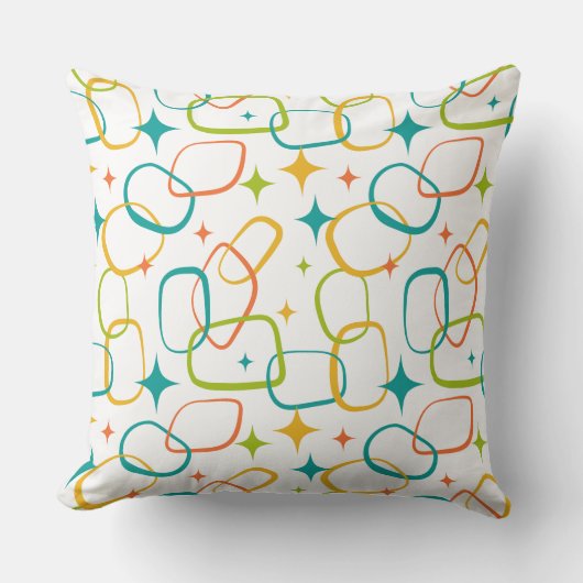 Atomic Age Mid-Century Modern Geometric Sparkle Pi クッション (正面)
