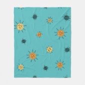 Atomic Age Starburst Planets Turquoise フリースブランケット (正面)