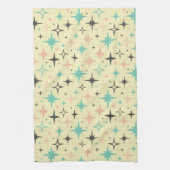 Atomic Age Stars on Yellow Mid Century キッチンタオル (縦)