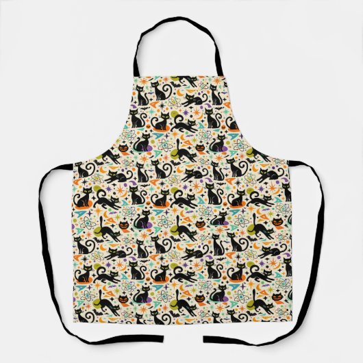 Atomic Black Cats Halloween エプロン (正面)