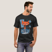 Atomic Cat With Fish Bowl Mid Century Modern Style Tシャツ (正面フル)