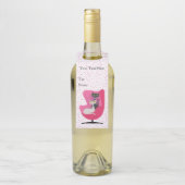 Atomic Cats in Pink Chair Polka Dots on White ボトルネックタグ (ボトル)