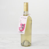 Atomic Cats in Pink Chair Polka Dots on White ボトルネックタグ (アングル)