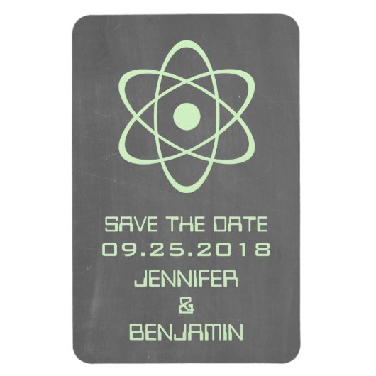 Atomic Chalkboard Save the Date Magnet, Green マグネット (縦)