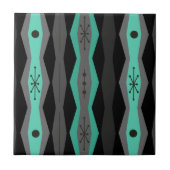 Atomic Era Abstract Columns Black Turquoise タイル (正面)