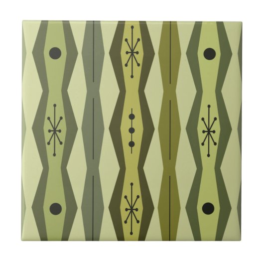 Atomic Era Abstract Columns Green Chartreuse タイル (正面)